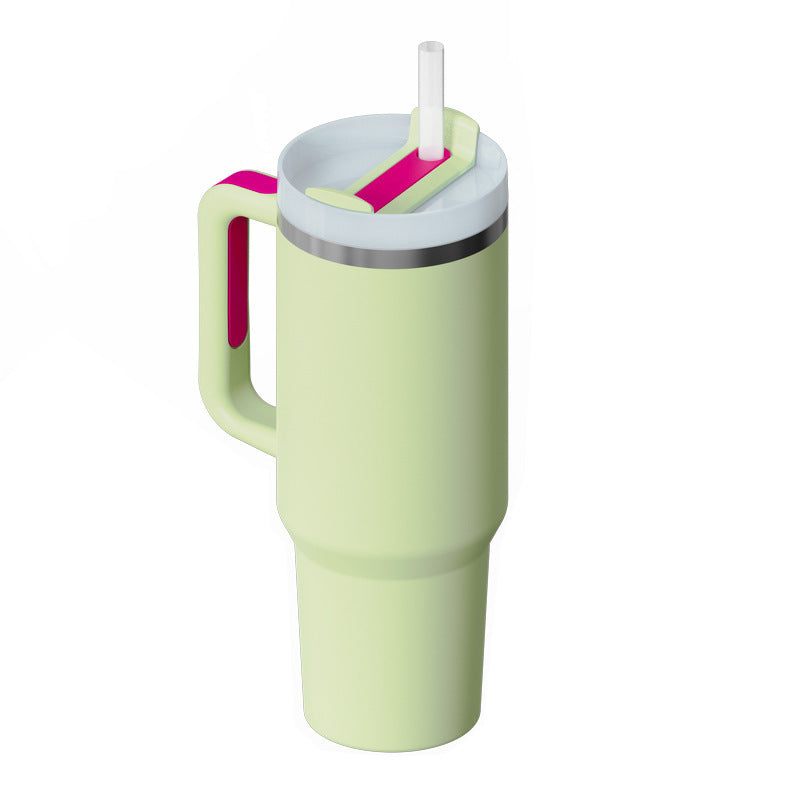 40oz Insulated Tumbler with Handle & Straw – Stainless Steel Spill-Proof Travel Mug