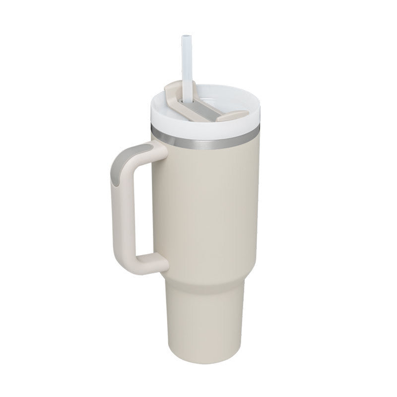 40oz Insulated Tumbler with Handle & Straw – Stainless Steel Spill-Proof Travel Mug