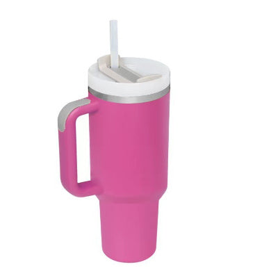 40oz Insulated Tumbler with Handle & Straw – Stainless Steel Spill-Proof Travel Mug