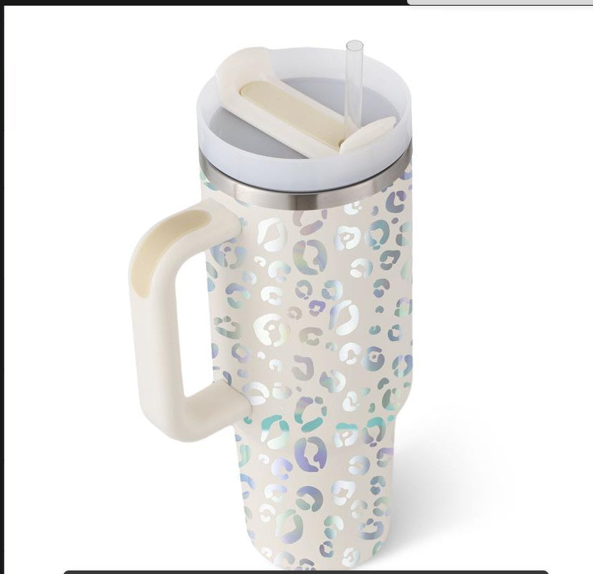 40oz Insulated Tumbler with Handle & Straw – Stainless Steel Spill-Proof Travel Mug