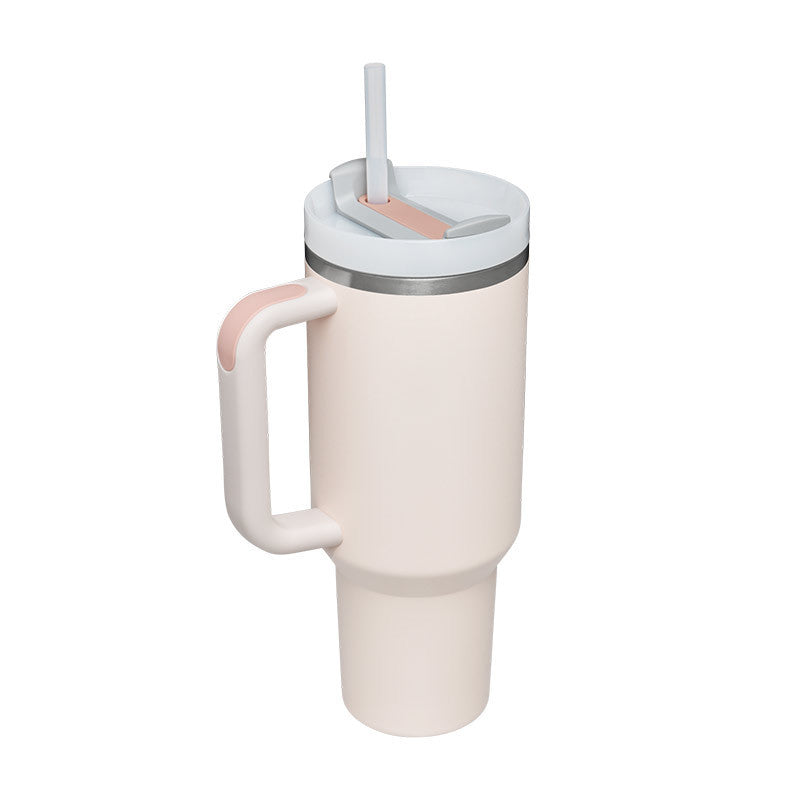 40oz Insulated Tumbler with Handle & Straw – Stainless Steel Spill-Proof Travel Mug