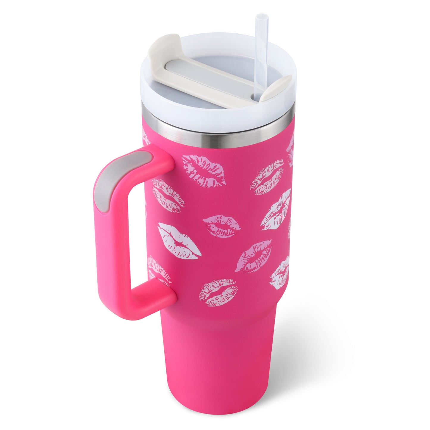 40oz Insulated Tumbler with Handle & Straw – Stainless Steel Spill-Proof Travel Mug