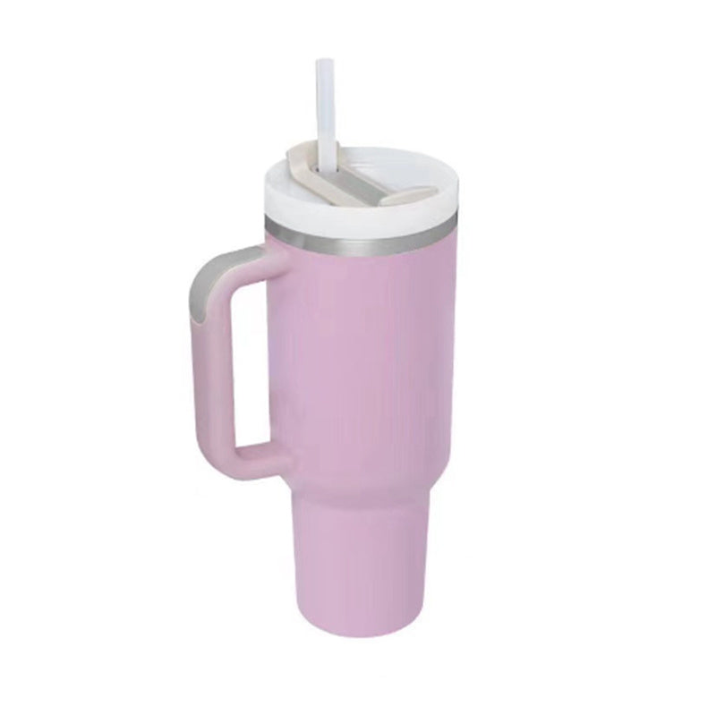 40oz Insulated Tumbler with Handle & Straw – Stainless Steel Spill-Proof Travel Mug