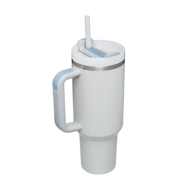40oz Insulated Tumbler with Handle & Straw – Stainless Steel Spill-Proof Travel Mug