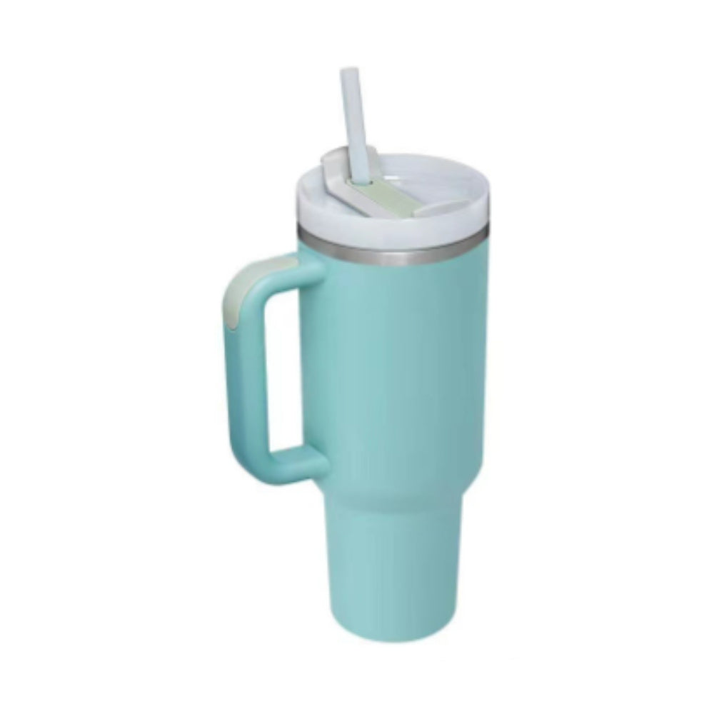 40oz Insulated Tumbler with Handle & Straw – Stainless Steel Spill-Proof Travel Mug