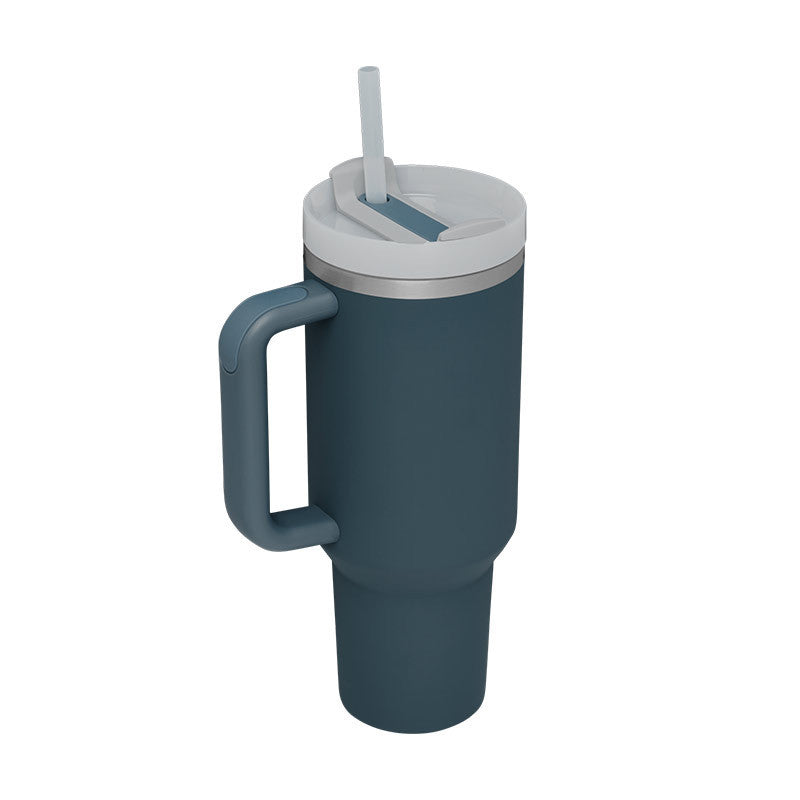 40oz Insulated Tumbler with Handle & Straw – Stainless Steel Spill-Proof Travel Mug