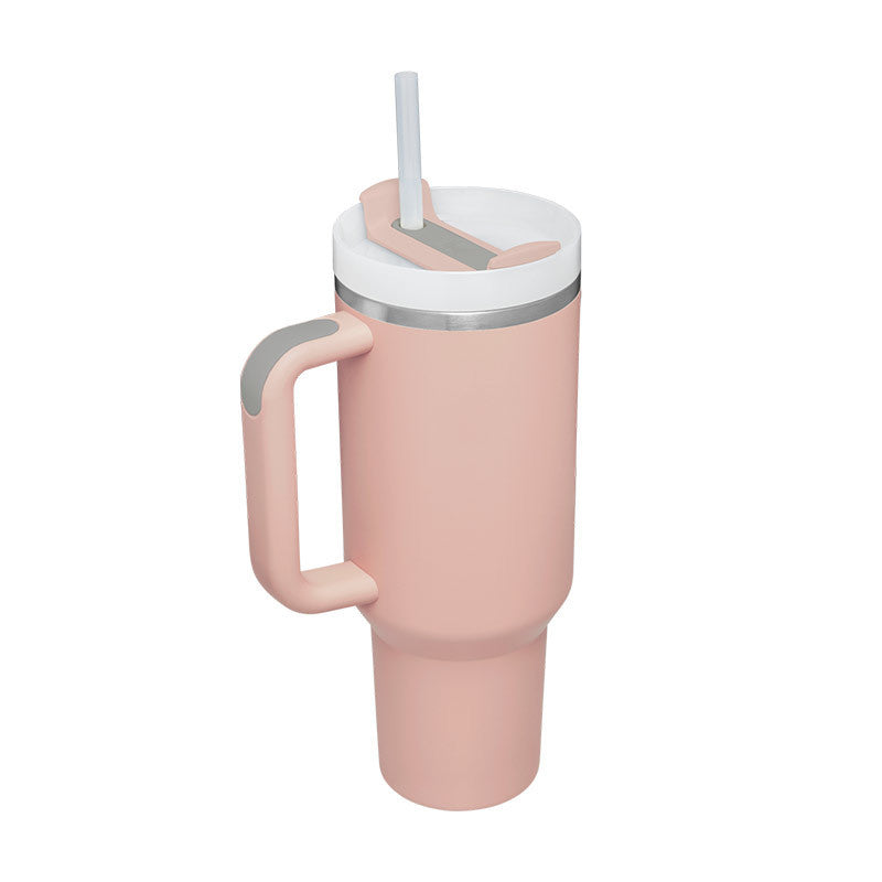 40oz Insulated Tumbler with Handle & Straw – Stainless Steel Spill-Proof Travel Mug