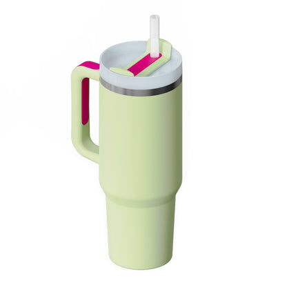 40oz Insulated Tumbler with Handle & Straw – Stainless Steel Spill-Proof Travel Mug