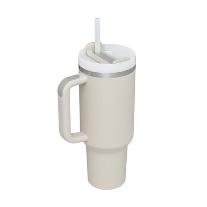 40oz Insulated Tumbler with Handle & Straw – Stainless Steel Spill-Proof Travel Mug