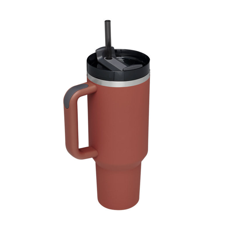 40oz Insulated Tumbler with Handle & Straw – Stainless Steel Spill-Proof Travel Mug