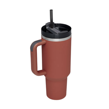 40oz Insulated Tumbler with Handle & Straw – Stainless Steel Spill-Proof Travel Mug