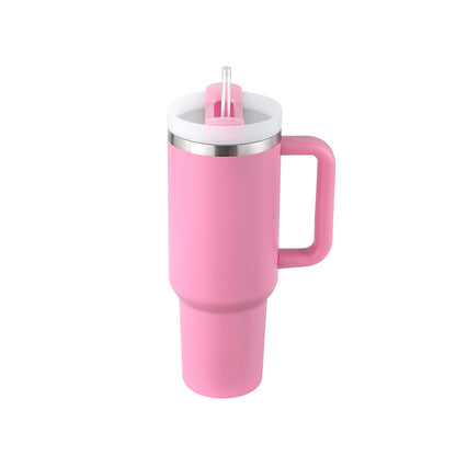 40oz Insulated Tumbler with Handle & Straw – Stainless Steel Spill-Proof Travel Mug