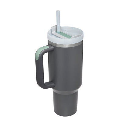 40oz Insulated Tumbler with Handle & Straw – Stainless Steel Spill-Proof Travel Mug