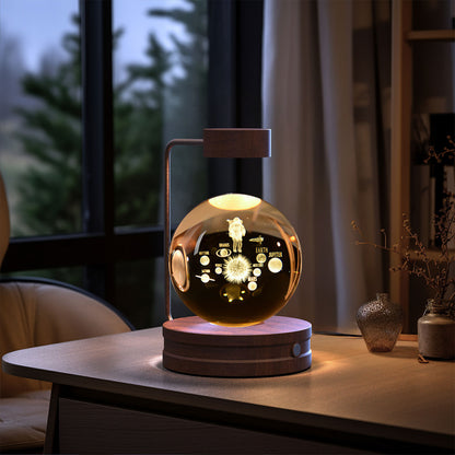 Crystal Ball Dinosaur Night Light – USB Powered Cosmic Bedside Lamp