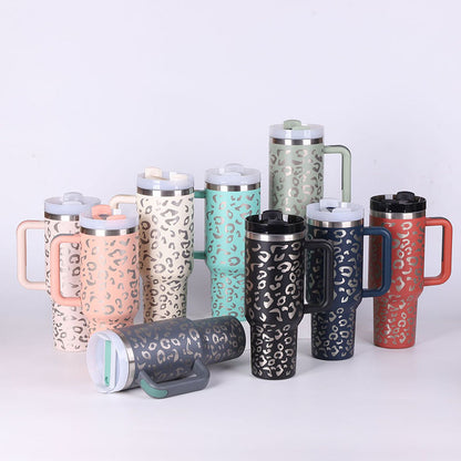 40oz Insulated Tumbler with Handle & Straw – Stainless Steel Spill-Proof Travel Mug