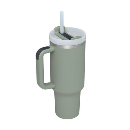 40oz Insulated Tumbler with Handle & Straw – Stainless Steel Spill-Proof Travel Mug