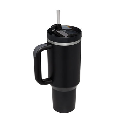 40oz Insulated Tumbler with Handle & Straw – Stainless Steel Spill-Proof Travel Mug