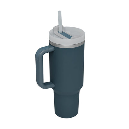 40oz Insulated Tumbler with Handle & Straw – Stainless Steel Spill-Proof Travel Mug